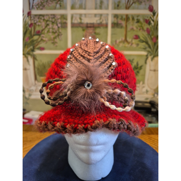 Unbranded Accessories - VINTAGE Hand Made Knitted Beanie/Stocking Women's Winter Cap/Hat OAFM #752g